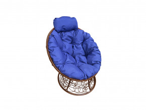 Кресло Папасан мини с ротангом синяя подушка в Карпинске - karpinsk.magazinmebel.ru | фото