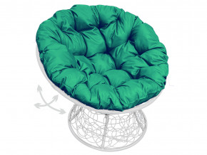 Кресло Папасан пружинка с ротангом зелёная подушка в Карпинске - karpinsk.magazinmebel.ru | фото - изображение 1
