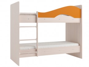 Кровать 2-х ярусная Мая на латофлексах млечный дуб, оранжевая в Карпинске - karpinsk.magazinmebel.ru | фото