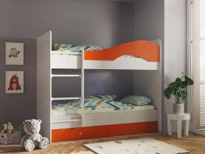 Кровать 2-х ярусная Мая с ящиками на латофлексах белый-оранж в Карпинске - karpinsk.magazinmebel.ru | фото