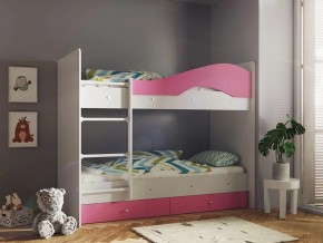 Кровать 2-х ярусная Мая с ящиками на латофлексах белый-розовый в Карпинске - karpinsk.magazinmebel.ru | фото
