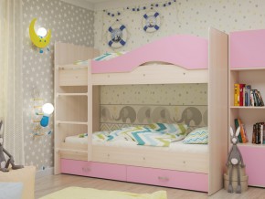 Кровать 2-х ярусная Мая с ящиками на латофлексах розовая в Карпинске - karpinsk.magazinmebel.ru | фото