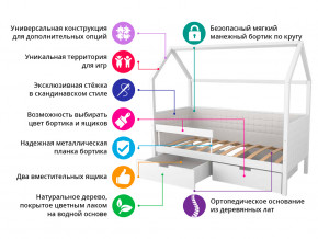 Кровать-домик мягкий Svogen с ящиками и бортиком дерево-белый в Карпинске - karpinsk.magazinmebel.ru | фото - изображение 2