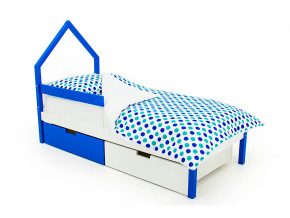Кровать-домик мини Svogen с ящиками и бортиком сине-белый в Карпинске - karpinsk.magazinmebel.ru | фото