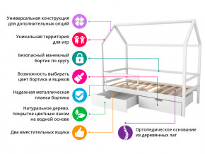 Кровать-домик Svogen с фото с ящиками и бортиком белый/барашки в Карпинске - karpinsk.magazinmebel.ru | фото - изображение 2