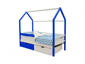 Кровать-домик Svogen с ящиками и бортиком сине-белый в Карпинске - karpinsk.magazinmebel.ru | фото - изображение 1