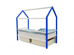 Кровать-домик Svogen с ящиками и бортиком сине-белый в Карпинске - karpinsk.magazinmebel.ru | фото - изображение 3