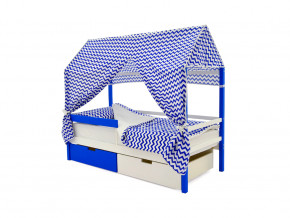 Кровать-домик Svogen с ящиками и бортиком сине-белый в Карпинске - karpinsk.magazinmebel.ru | фото - изображение 4