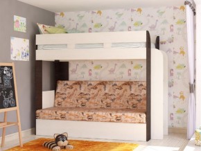 Кровать двухъярусная Карамель 75 венге ткань савана в Карпинске - karpinsk.magazinmebel.ru | фото