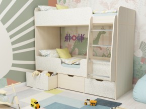 Кровать двухъярусная Малыш двойняшка дуб молочный-феритейл в Карпинске - karpinsk.magazinmebel.ru | фото