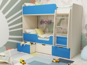 Кровать двухъярусная Малыш двойняшка дуб молочный-голубой в Карпинске - karpinsk.magazinmebel.ru | фото