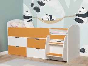 Кровать Малыш-7 белое дерево-оранжевый в Карпинске - karpinsk.magazinmebel.ru | фото