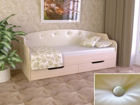 Кровать Юниор Тип 2 дуб молочный-белый перламутр 800х1600 в Карпинске - karpinsk.magazinmebel.ru | фото - изображение 1