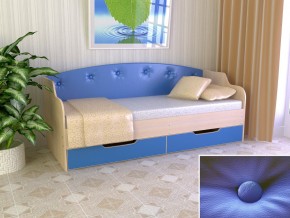 Кровать Юниор Тип 2 дуб молочный/синий 900х2000 в Карпинске - karpinsk.magazinmebel.ru | фото