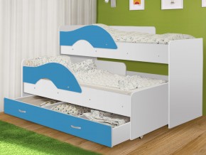Кровать выкатная Радуга с ящиком 80х160 белая-голубой в Карпинске - karpinsk.magazinmebel.ru | фото