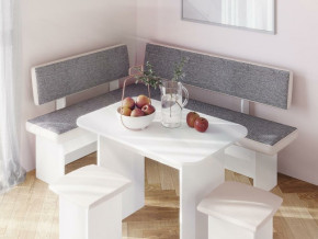 Кухонный уголок Парма Белый, ткань серая в Карпинске - karpinsk.magazinmebel.ru | фото - изображение 3